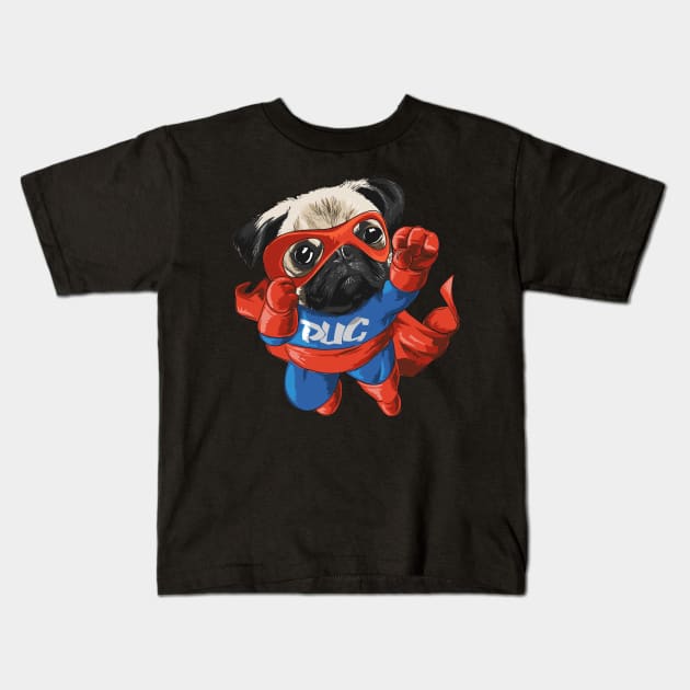 Here comes the Super Pug Kids T-Shirt by Eskitus Fashion